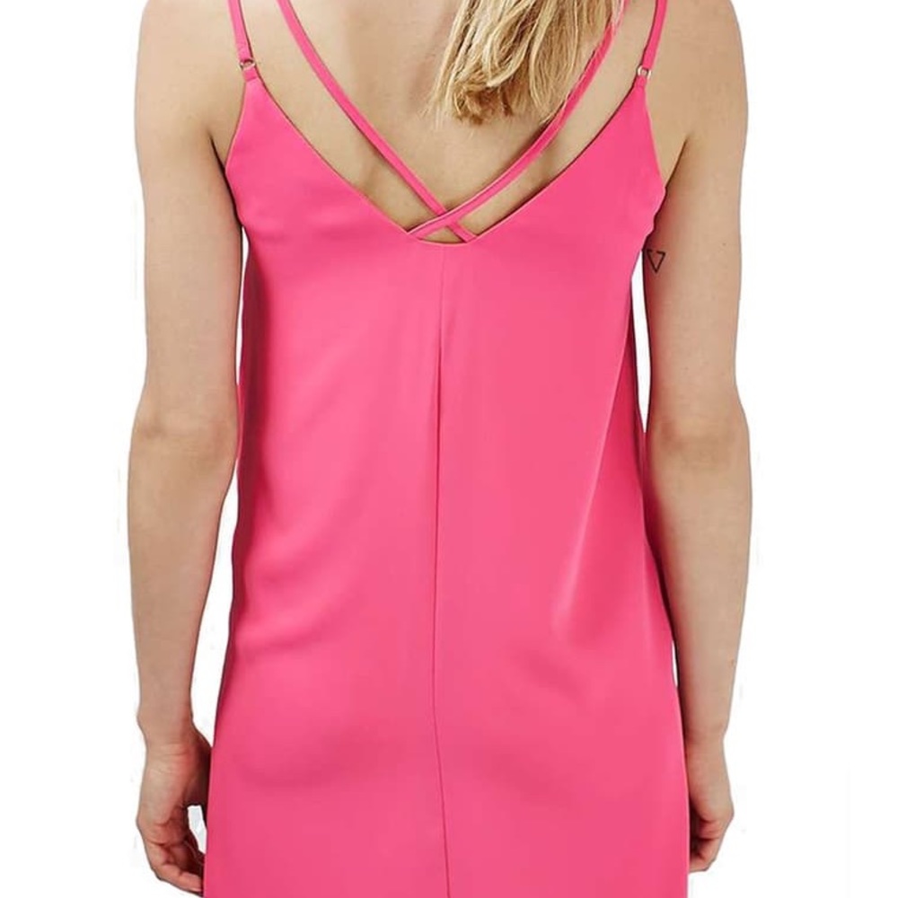 Topshop Crisscross Strap Hot Pink Dress
